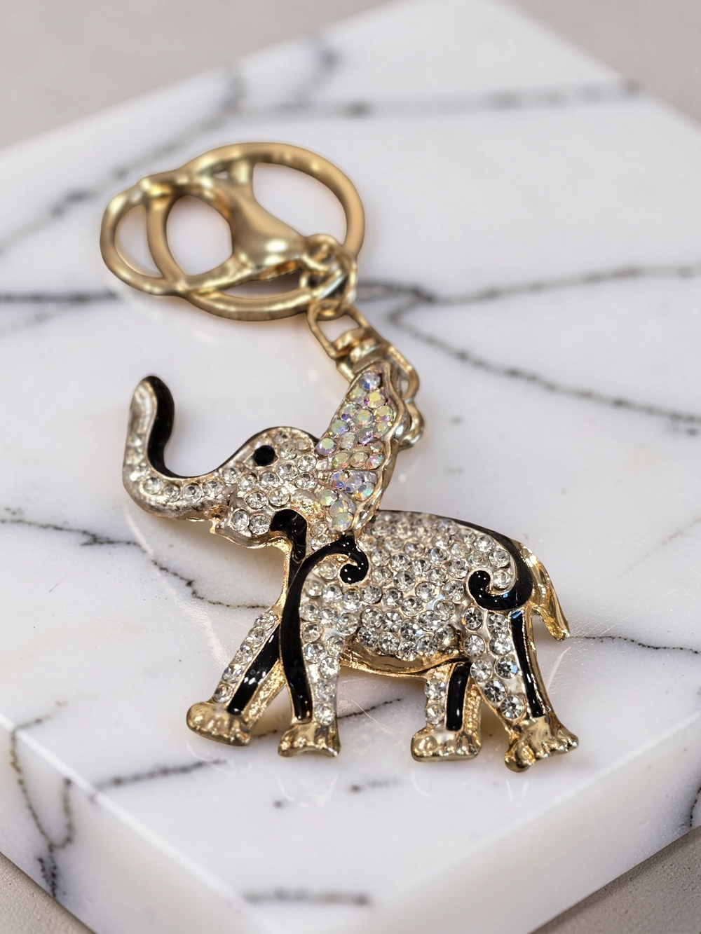 Gold Rhinestone Elephant Keychain/ Bag Charm
